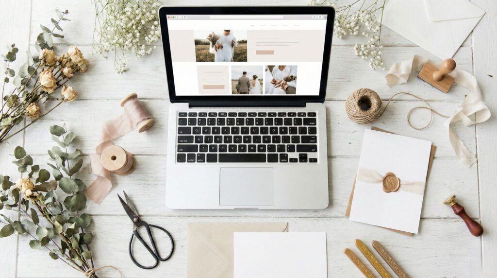 結婚式費用を節約するための手作りアイテムやWeb招待状作成の準備風景