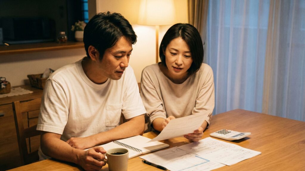 結婚式費用の資金不足を解決するためブライダルローンを検討する二人