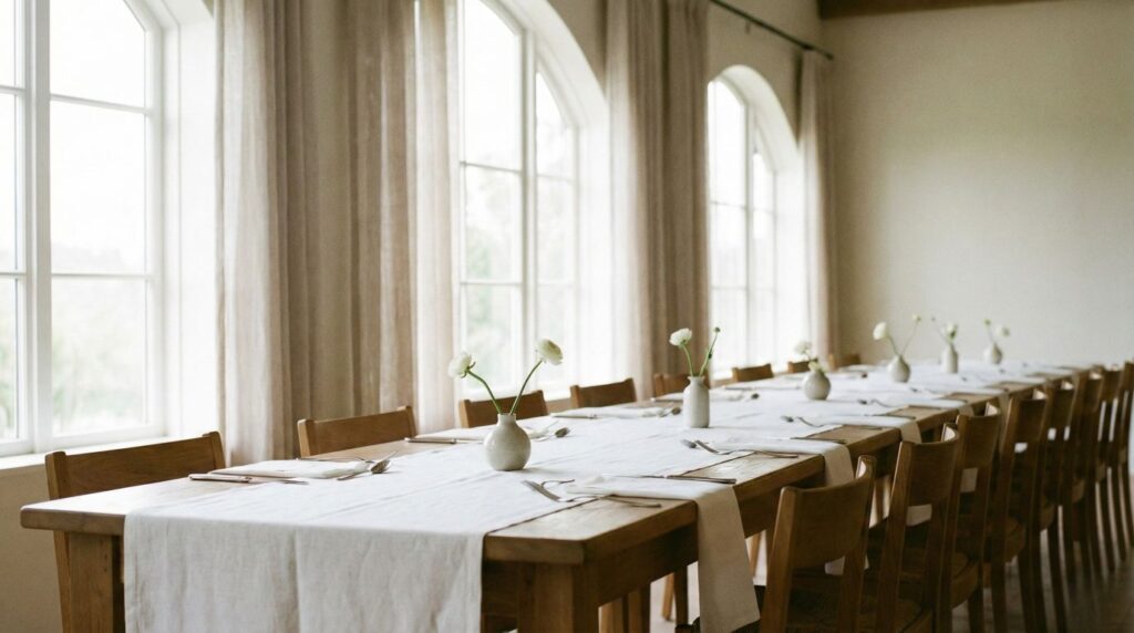 結婚式場の初期見積もりイメージとなるシンプルなテーブル装飾