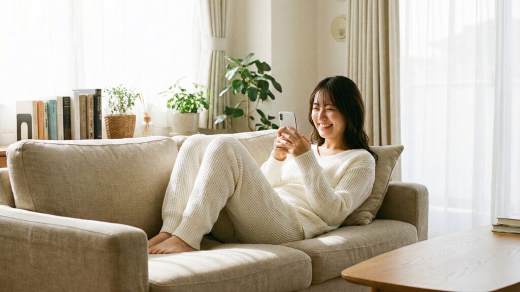 結婚式準備のためにスマホでブライダルインナーを賢く購入・リサーチする日本人女性