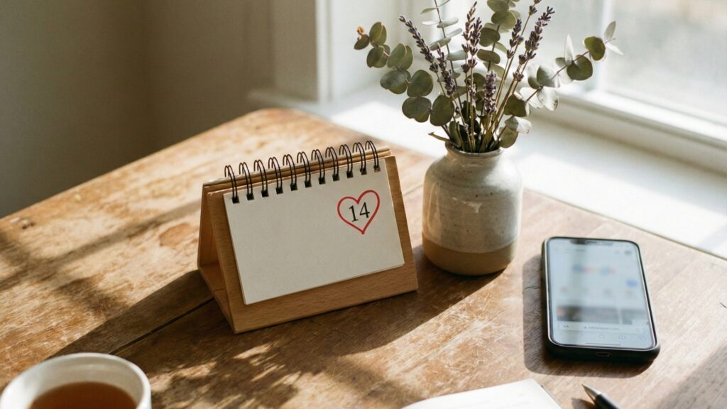 結婚式の日取りをマークしたカレンダーとスマホ